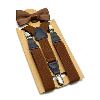 China Polyester Customize Suspenders Bow tie Set for Child Adult Multi Color Tie Suspenders Set Factory Wholesale Low Price Gigh Quality for sale