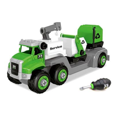 China PlasticDIY Educational Toy Assemble Truck Sanitation Car Disassembly Garbage Truck Blocks Vehicle Toy For Kids 9*26*10cm for sale