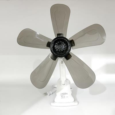 China Hotel HS Electric Portable Mini Small Adjustable Clip Wall Mounted Fan 5 Blades Mute Table Pedestal Clip Fan for sale