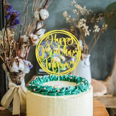 China Package of 10 PCS Happy Birthday Mommy Mum Glitter Paper Cake Topper Cake Decoration for sale