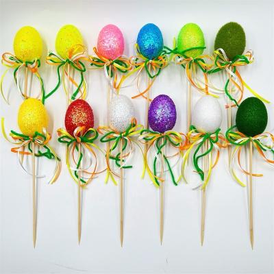 China Popular Easter Styrofoam DIY Colorful And Funny Eggs Sticks For Easter Day Wholesale for sale