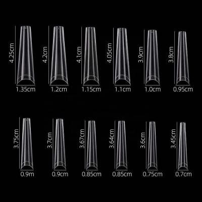 China Meaterial Eco-Friendly Press on 504 pcs extra long coffin xxxl fake nail tips clear for nail art for sale