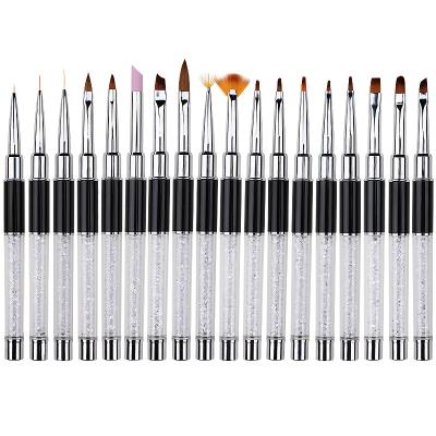 China Professional Nylon Hair Nail Art Plastic Handle High Quality Wholesale Pop 18 Pieces Acrylic Nail Art Painting Brush Set for sale