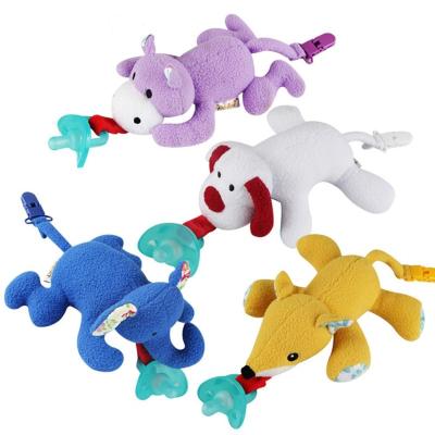 China PVC Baby Boy Free Girl Pacifier Clip Chain Dummy Stuffed Animal Toys Soother Nipples Holder 0-2 Year for sale