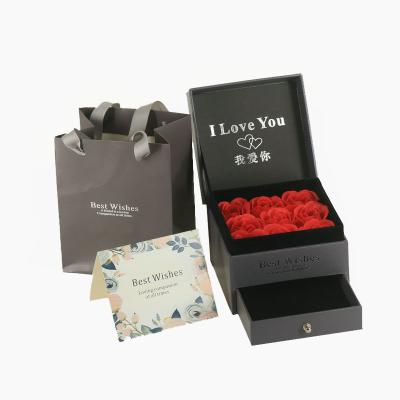 China Luxury Custom Recycled Materials Cardboard Drawer Slide Flower Gift Jewelry Packaging Box For Cosmetics for sale