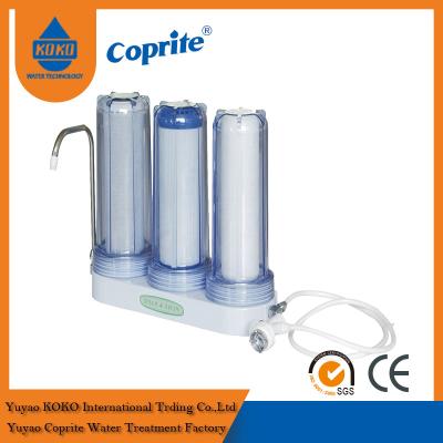China El filtro de agua de tres fases del hogar de la encimera de la filtración triple PP activó el carbono en venta