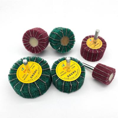 China Polishing Nylon fibre Non-woven Flap Wheel With Shaft for Stainless Steel Polishing for sale