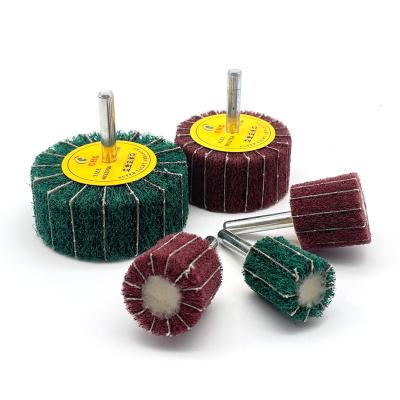 China Polishing Non Woven Sand Cloth Flap Wheel With Shank and sanding paper for Metal Stainless Steel Surface for sale