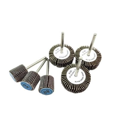 China Polishing Spindle mop round abrasive sanding cloth mounted flap wheel with shaft for polishing and grinding for sale