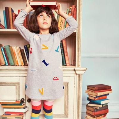 China Autumn Breathable Dress XZ European and American pure cotton style girlundefined long-sleeved letter skirt for sale
