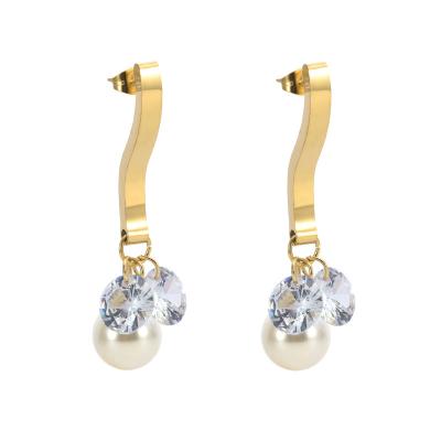China TRENDY Stainless Steel Jewelry Pearl Earrings Beads For Jewelry Making Pearl Tassel Earrings for sale