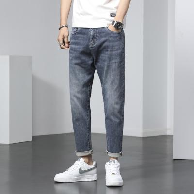 China New Anti-wrinkle jeans men 2022 summer thin Korean version of the trend small tube loose and soft straight leisure nine minutes pants for sale