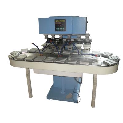 China Hotels Six Colors Pad Printer Printing Press With Conveyor For Toys Bottles for sale