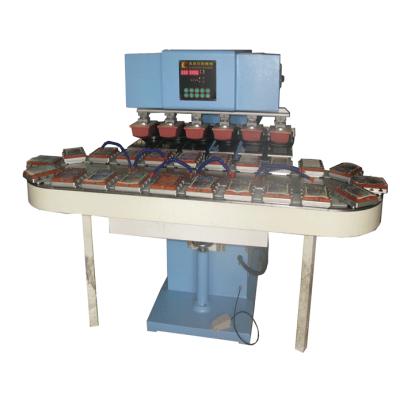 China Hotels Easy Operation Top Quality Market Share Higher 6 Color Pad Printer With Conveyor for sale