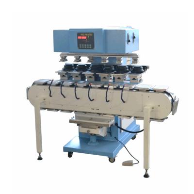 China Large Diameter Sealed Hotels Mug 6 Color Pad Printing Machine With Tank Conveyor for sale