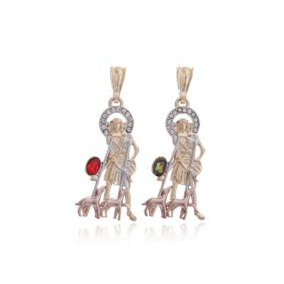 China Environment Friendly 18K Gold Plated Pendants Necklace Saint Lazarus With Two Dogs Multiple Sizes Saint Lazarus Pendant for sale