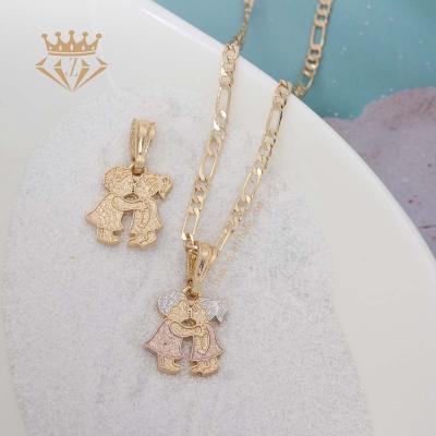 China New Environmentally Friendly Wholesale Design One Boy and Girl Children Kids Charm Pendants Boy Girl Kiss Pendant for sale