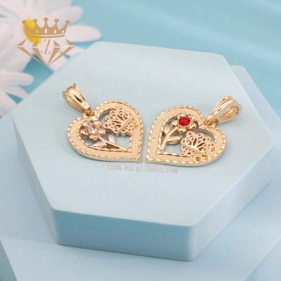 China Environmental Friendly Non Tarnish Tricolor Gold Charm Pendants With Diamonds Stone Heart Cutout Pendant For Woman Lady Girl for sale
