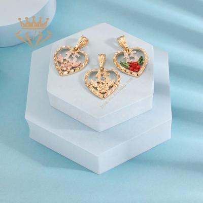 China Keepsake Jewelry Environmental Friendly Color Gold Plated Heart Pendants Woman Girl Gift 15th Birthday Heart Pendant for sale