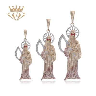 China Environmentally Friendly Religious Jewelry Oro Laminado Santa Muerte Pendants Necklace Sickle Religious Pendant for sale