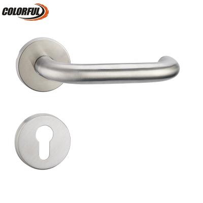 China Modern New Style 201 Modern Bedroom Swept Stainless Steel Tube Interior Door Lever Door Handle for sale