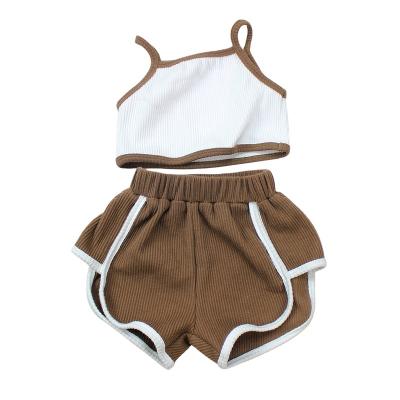 China High Quality Casual High Quality Casual Crop Top Girls Clothing Rib Children's Clothing Top Shorts Pants Pants for sale