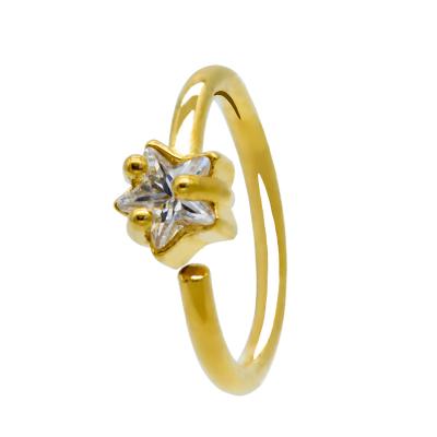 China Shiny Crystals Nose Jewelry New Design Fork Set Clear Star Gold Nose Rings Bulk Body Piercing Jewelry for sale