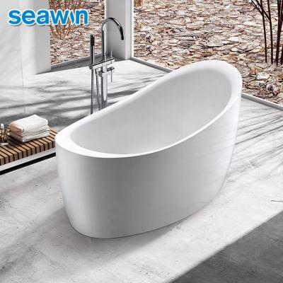 China SeaWin White Fiberglass Hotel Adults Free Standing Large Soaker Deep Soaking Bathtub for sale