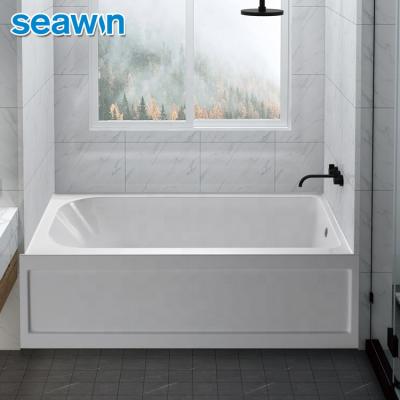 China Popular Acrylic Single Side Bath Tub Three Side Fiberglass Skirt Skirted White Adult Bathtub for sale