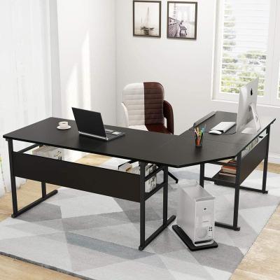China (Size)Adjustable Modern L Shaped Desk With Shelf 67 Inch Computer Double Drafting Board Corner Desk Workstation With Flip-Up for sale