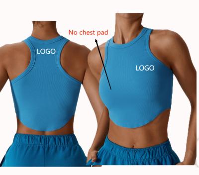 China Breathable Custom Wholesale High Quality Cotton Fitness Ribbed Sleeveless Breathable Cycling Running Gym Clothes Sportswear Tank Tops for sale