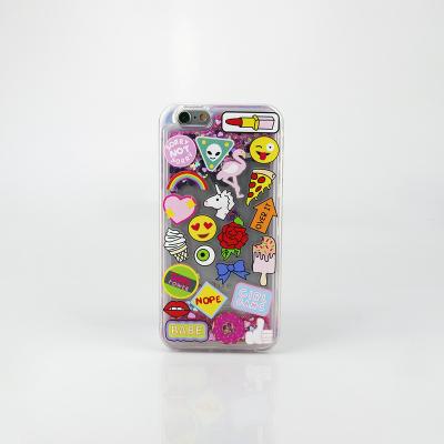 China Strong shatter-resistant 2018 oem lovely little animals design printing tpu pc back cover case liquid quicksand mobile phone case for iphone 6 for sale