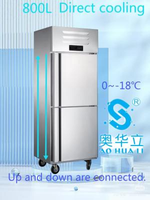 China 2 puertas congelador de cocina comercial de refrigeración directa 800L congelador de refrigerador compressor único en venta