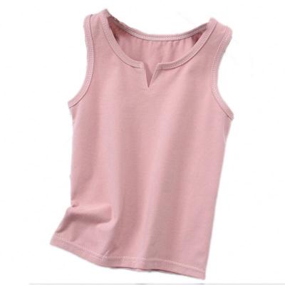 China Boys Girls Underwear Children's Breathable Vest Threaded Boys Summer Solid Thin Girls Sports Suspender Vest Cartoon Children Underwear for sale
