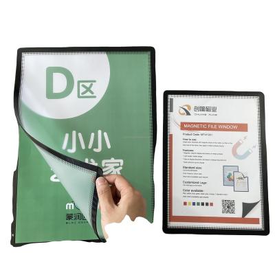 China Magnetic A4 Document Holder Table Frame Sign Window with Removable Adhesive Back, Black Dot Designs Poster Notice Display for sale