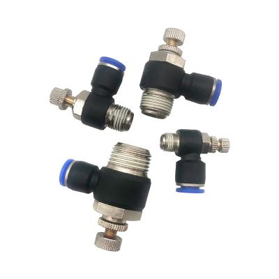 China Hotels SL Pneumatic Throttle Valve Air Speed Regulating Valve Quick Connect Hose Connector Throttle Check Valve for sale