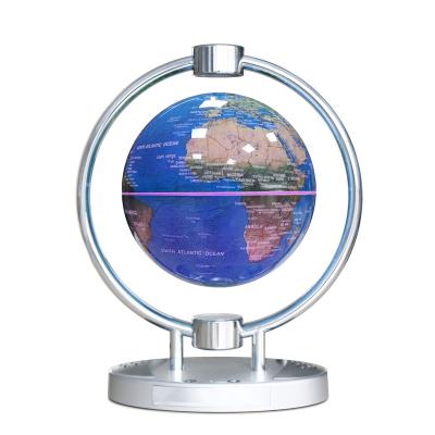 China Global Gifts Open Ring LED Light Decoration Studio Hanging Home Globe 360 Degree Rotating Loudspeaker Magnetic Levitating Radio for sale