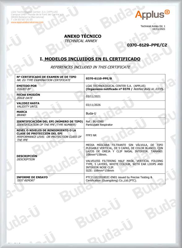 CE 0370 Module C2 Certificate - 2 of 2, FFP3 Face Mask - PURIFA Medical Production Co.,Ltd