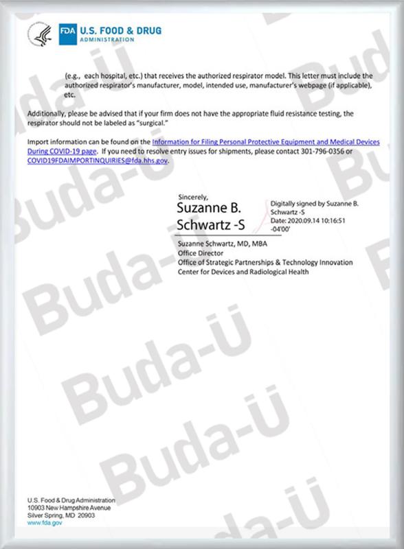 USA FDA Registration - 2 of 2, KN95 Protective Mask, FFP2 Filtering Half Mask - PURIFA Medical Production Co.,Ltd