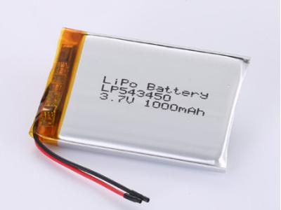 China LP543450 3,7V 1000MAH Li-Ionen-Batterie Hersteller Die Entladungsrate Ja und 1C Spitzenentladungsrate Lithium-Polymer-Batterie für Knopf-Anwendungen zu verkaufen
