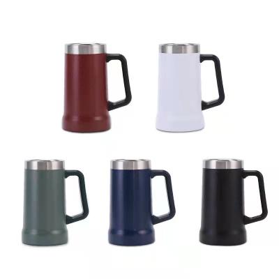 China Wholesale Sustainable 24 Ounce Double Walls Insulated Mug With Handle 304 Stainless Steel Beer Bottle Travel Mug Economic Practical Portable for sale