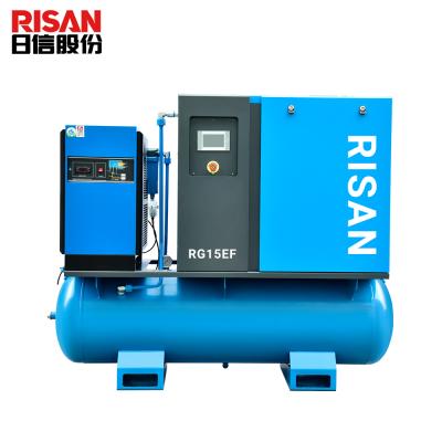 China Lubricated 15HP 11kw Combined Rotary Screw Air Compressor With Receiver Tank And Dryer for sale