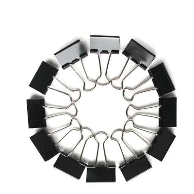 China Wholesales 19mm 25mm 32mm Long Tail Black Binder Paper Clip Holder School Office Metal Binder Clips for sale