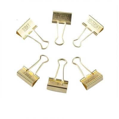 China Gold color office school metal binder clips paper clips for sale