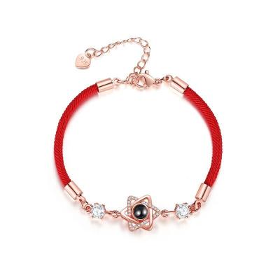 China FASHIONABLE 100 languages bracelet Six-pointed star I love you couple black and red string bracelet for sale