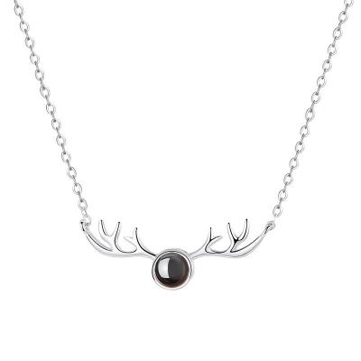 China 100 Languages Pendant I Love You Chocker Necklace Gold Antler Christmas Gift Pendant Necklace for sale