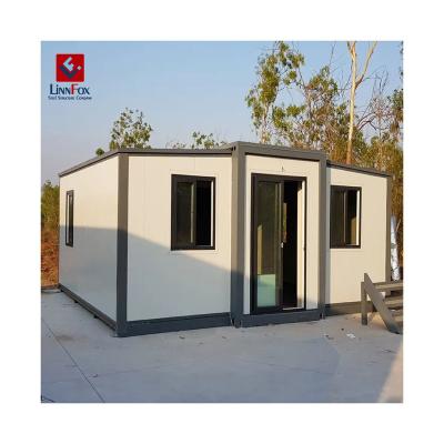 China Modern Linnfox Easy Assembly Expandable Container House Prefab Home Flat Pack Home Fold-able Shipping Container House for sale