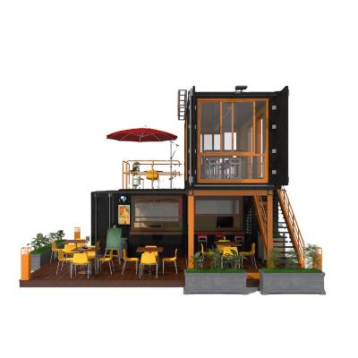 China Modern Container cafe home Coffee Shop Restaurant fast food hospital prefabricated house kiosk Movable House 3D Design for sale