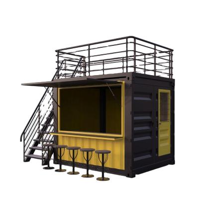 China Modern 10ft Container cafe home Coffee Shop Restaurant fast food hospital prefabricated house kiosk Movable House 3D Design for sale