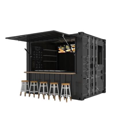 China Modern 10ft Container cafe home Coffee Shop Restaurant fast food hospital prefabricated house kiosk Movable House 3D Design for sale